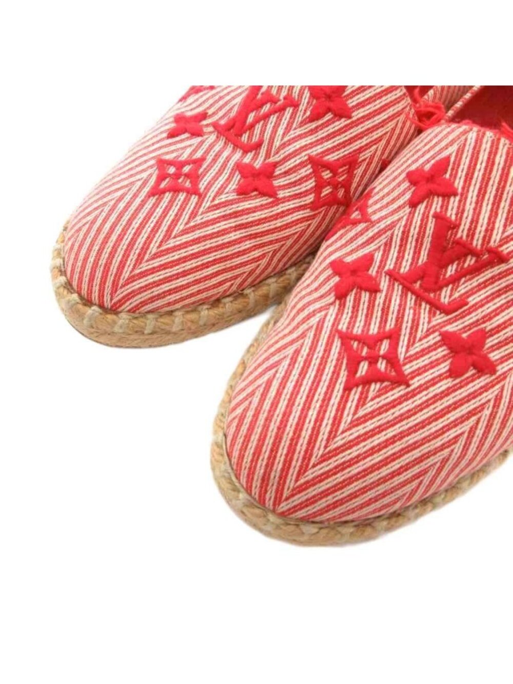 Louis Vuitton Slip on Shoes Canvas Espadrilles Monogram Embroidery 39.5 Red - Picture 3 of 9